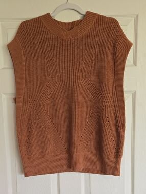Democracy Rust Open Knit Sleeveless Sweater Xl